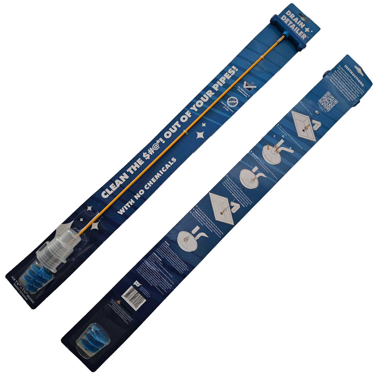 SHARING BUNDLE - 2 Drain Detailer™ Drain Cleaning Tools for Sinks - 2 Extra Cleaning Attachments - 4 Pairs of Gloves (Select Size)