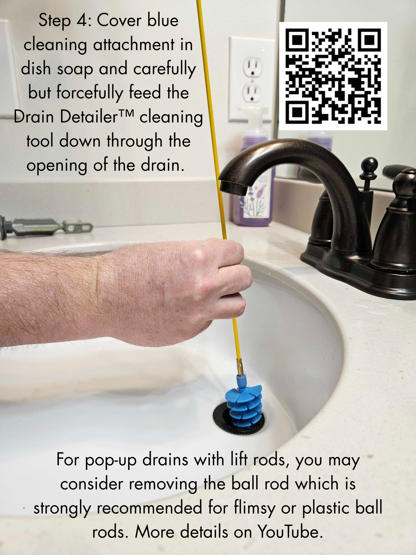 SHARING BUNDLE - 2 Drain Detailer™ Drain Cleaning Tools for Sinks - 2 Extra Cleaning Attachments - 4 Pairs of Gloves (Select Size)
