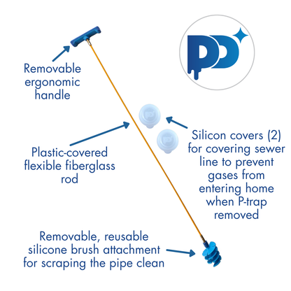 BUNDLE - Drain Detailer Drain Cleaning Tool for Sinks with Extra Attachment and Gloves